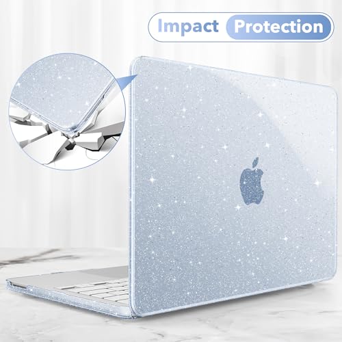 May Chen Compatible with MacBook Neo 13 inch Case 2026 Model A3404, Plastic Hard Shell,Keyboard Cover,Screen Protector,Dust Plug, for MacBook Neo 13" with A18 Pro Chip, Glitter Blue - color: Glitter Blue