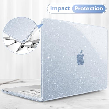 May Chen Compatible with MacBook Neo 13 inch Case 2026 Model A3404, Plastic Hard Shell,Keyboard Cover,Screen Protector,Dust Plug, for MacBook Neo 13" with A18 Pro Chip, Glitter Blue - color: Glitter Blue