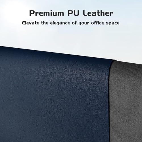 Aothia Leather Desk Pad Protector, Office Desk Mat, Large Mouse Pad, Laptop Desk Pad, Non-Slip PU Leather Desk Blotter, Waterproof Desk Writing Pad for Office and Home (Dark Blue, 47" x 24") - color: Dark Blue, size: 47" x 24"