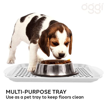 OGGI Anti Slip Serving Tray with Handles- White Rectangle Server - Ideal for Eating, Breakfast Tray, Food Tray, Appetizer, Serving - color: White, size: 17.3" x 11.5" x 1.3"