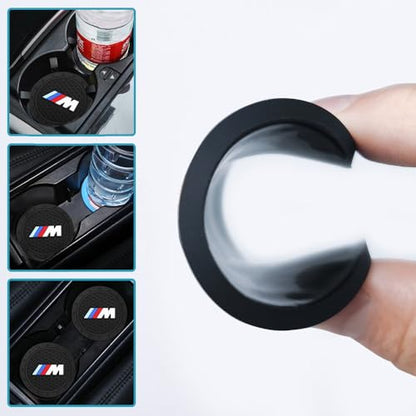 2PCS Car Cup Holder Coasters,Non-Slip Car Coasters for BMW M M2 M4 M5 M6 M8 X1 X2 X3 X5 X6 M135i M240i Z4 328i X7 Drink Holder Compatible with,Vehicle Inner Accessories for Cup Insert Mat,Silicone - color: Bd-bmm