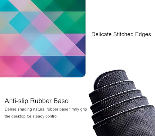 Colorful Triangles Print Desk Mat Large Gaming Mouse Pad XL Extended Mousepad Desk Pad Big Keyboard Pad Desktop Mouse Mat 31.5"x11.8" Deskmat for Gamers with Stitched Edges Non-Slip Rubber Base - color: Colorful Triangles Print