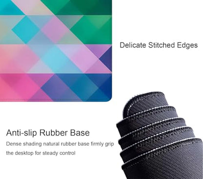 Colorful Triangles Print Desk Mat Large Gaming Mouse Pad XL Extended Mousepad Desk Pad Big Keyboard Pad Desktop Mouse Mat 31.5"x11.8" Deskmat for Gamers with Stitched Edges Non-Slip Rubber Base - color: Colorful Triangles Print