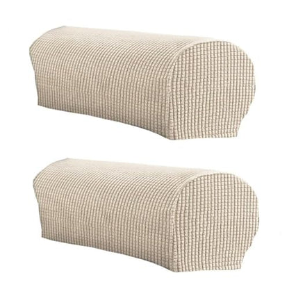 LINGXIYA Set of 2 Sofa Armrest Cover, Soft Stretch Arm Cover for Recliners Sofas Chairs,Couch Furniture Armrest Protector Covers - color: Khaki