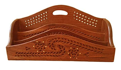 Wooden Desk Organizer - Handmade Desk Accessories for Home and Office - Elegant Storage Solution for Pens, Notepads, and more Office supplies for Table