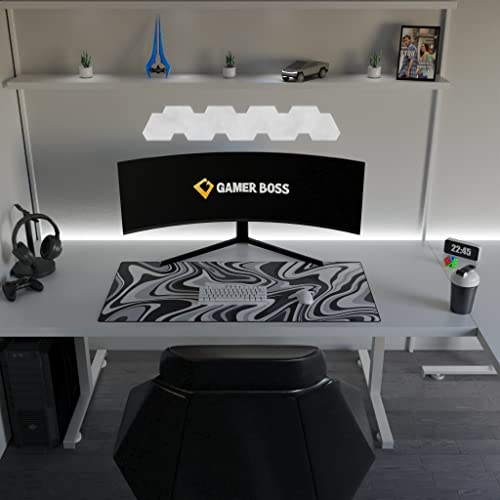 Gamer Boss - Gaming Mouse Pad - 48 x 24 Inches - 4mm Thick with Stitched Edges, Non-Slip Rubber Base, Premium Cloth Mousepad, Desk Mat for Laptop, Keyboard, Computer & PC (Mega, Swirl) - color: Swirl, size: 48" x 24"