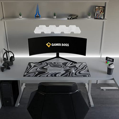 Gamer Boss - Gaming Mouse Pad - 48 x 24 Inches - 4mm Thick with Stitched Edges, Non-Slip Rubber Base, Premium Cloth Mousepad, Desk Mat for Laptop, Keyboard, Computer & PC (Mega, Swirl) - color: Swirl, size: 48" x 24"