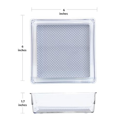 Glad Drawer Organizer Bin, 6x6 - Heavy Duty Clear Plastic Storage Tray for Junk Drawers, Kitchen Utensils, Bathroom Vanity, and Organizing Pantry - BPA Free, Food Safe, Non Slip - size: 6x6