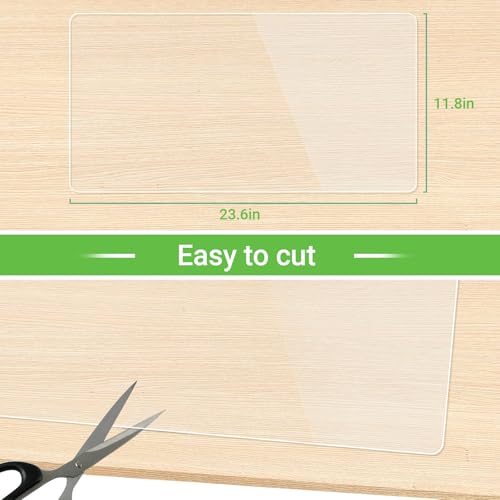 Small Clear Vanity Mat, 23.6"x11.8", Makeup Desk Protector | Anti-Slip, Waterproof, Scratch Resistant, Safe Round Edge, Odorless, Easy Clean, Prevents Vanity Cosmetics & Pet Bowl stains - size: 23.6" x 11.8"