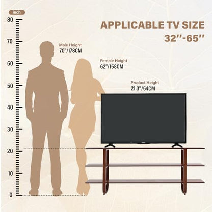 Tiita Wooden TV Stand for 65 Inch TV, Modern Media Console Table with 3-Tier Storage Shelves, Long Entertainment Center for Living Room, Walnut TV Stand with Open Display Rack - color: Walnut With 3 Layers