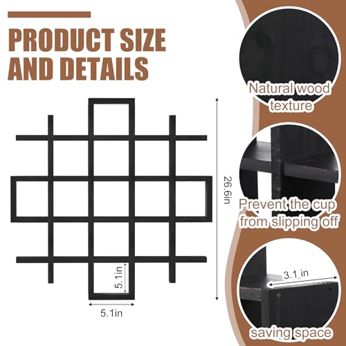 Suzile Oversize Coffee Mug Display Rack Wooden Display Shelves Rustic Wooden Floating Curio Shelf Travel Wall Mounted Coffee Mug Rack Holder Shadow Box Shelf(5.1x5.1x3in,Black) - color: Black
