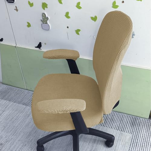 HAPPYDOG 4 Pcs Office Chair Covers Set Stretchable Protective Rotating Computer Chair Seat Covers with Armrest Covers (Camel) - color: Camel