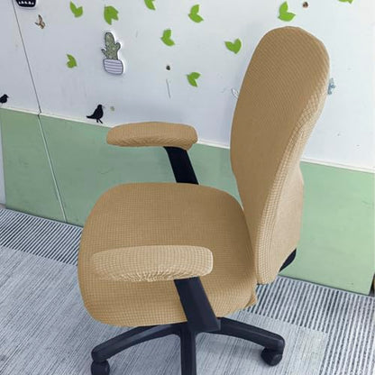 HAPPYDOG 4 Pcs Office Chair Covers Set Stretchable Protective Rotating Computer Chair Seat Covers with Armrest Covers (Camel) - color: Camel