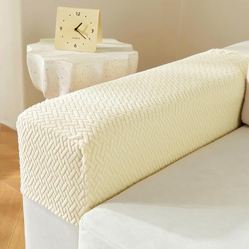 LINGXIYA Soft Stretch Armrest Covers,Set of 2 Polyester Fabric Armchair Slipcovers with Twist Pins,Machine Washable Furniture Couch Sofa Arm Chair Cover Protector for Chairs/Sofas/Recliner (Beige) - color: Beige