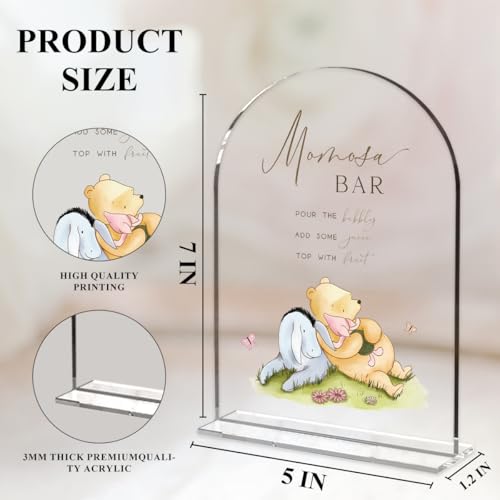 Cute Bear Baby Shower Sign Decor Arch Acrylic 5x7 Inch Sign 10 | Cute Bear Centerpieces Baby Shower & Event Gift Stations Dessert Table Decor - color: BMomosaBar