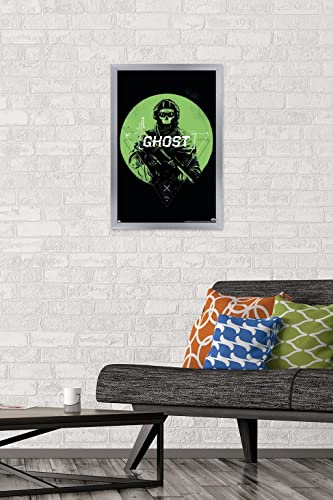 Trends International Call of Duty: Modern Warfare 2 - Ghost Emblem Wall Poster, 14.725" x 22.375", Silver Framed Version - color: Silver Framed Version, size: 22.4"L x 14.7"W