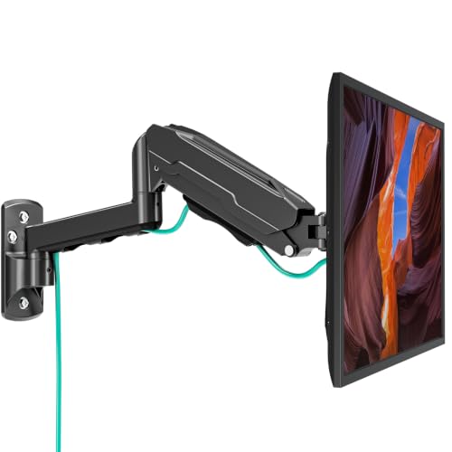 MOUNT PRO Single Monitor Wall Mount for 13 to 32 Inch Computer Screens, Height Adjustable Wall Mount Monitor Arm Holds Up to 19.8lbs, Full Motion Wall Bracket, VESA Mount 75x75, 100x100, Black - color: Black, size: Single