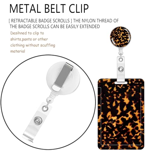 ID Badge Holder with Lanyard Fashionable ID Card Holders with Retractable Lanyards Soft Fiber Metal Clip Sturdy Buckle for Key Wallet Work Nurse Teacher (Luxury Leopard) - color: Luxury Leopard