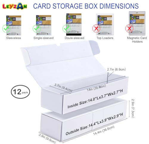 Trading Card Storage Boxes, 12 Pack 1000 Count Cardboard Card Organizer for MTG, TCG & Sports Cards, Fits Sleeved Cards, Bulk Card Storage for Trading Card Collections, 14.4 INCH - size: 12 piece 14in without dividers