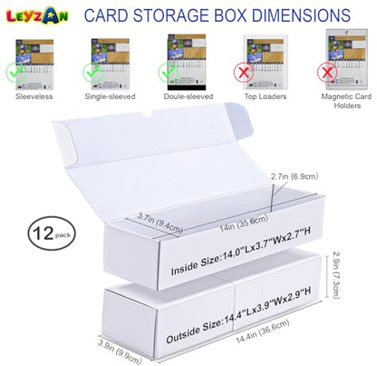 Trading Card Storage Boxes, 12 Pack 1000 Count Cardboard Card Organizer for MTG, TCG & Sports Cards, Fits Sleeved Cards, Bulk Card Storage for Trading Card Collections, 14.4 INCH - size: 12 piece 14in without dividers