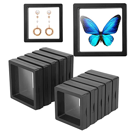 Linkstyle 10PCS 3D Floating Frame Display Stand, Challenge Coins Display Holder Case, Jewelry Specimen Medallions Storage Box Suspension Frame - size: 3.5×3.5in, 2.7×2.7in