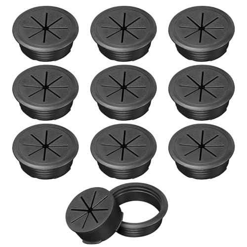 2" Black Desk Grommet, JTemgle Flexible Cable Grommet Plastic Cable Hole Cover Wire Organizer Caps Desktop Cord Management for Home Office TV Stands Tabletops, 10 Pieces - color: Black