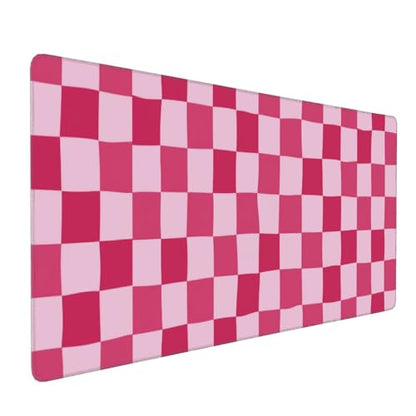 Pink Purple Checkerboard Mouse Pad Large Desk Mat for Keyboard and Mouse Non-Slip Gaming Mousepad Office Desk Accessories for Computer 35.4x15.7Inch - color: Pink Purple Checkerboard