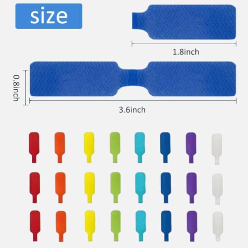 24 Pack Cable Labels, Medium,Rectangular Wire Labels with Reusable Hook, Multi-Color Write On Cord Tags for Wire Management and Identification (1.78 x 0.79 inch) - size: 24 PCS: Rectangular