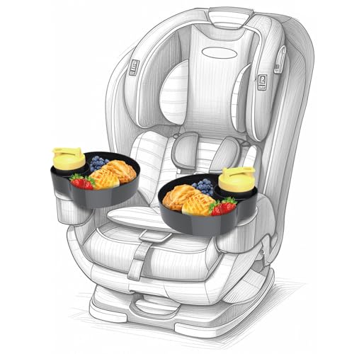 Car Seats Snack Trays for Toddler, Car Seat Cup Holder for Kids -Toddler Road Trip Essentials, Car Cup Holder for Safety Seats, Fits Stroller & Booster (2PCS Black) - color: 2PCS Black