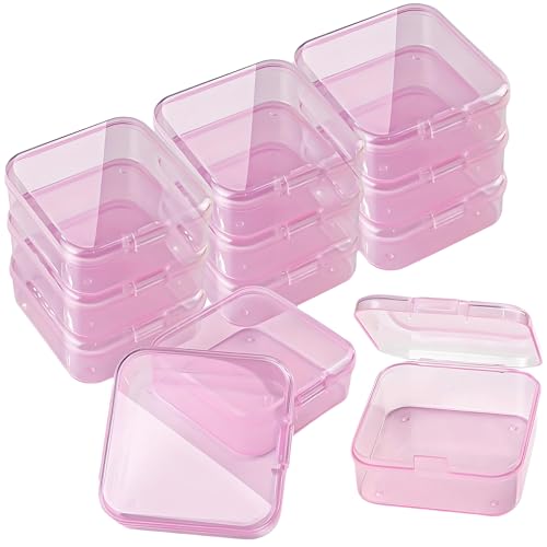 Small Clear Plastic Bead Storage Containers-Pink Plastic Box-30Pcs Craft Storage Box with Hinged Lid, 1sheet Labels, Mini Boxs for Jewelry Making, Diamond Art, Crafts, Small Parts - color: Pink