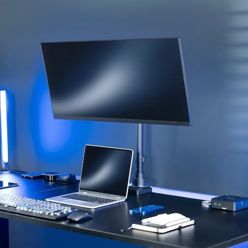 VIVO Pneumatic Arm Single Ultrawide Monitor Extra Tall Desk Mount for Up to 49 inch Screens, Heavy Duty Clamp, Holds Ultra Wides Up to 44 lbs, Black, STAND-V110K - size: Single Mount, style: Desk Mount