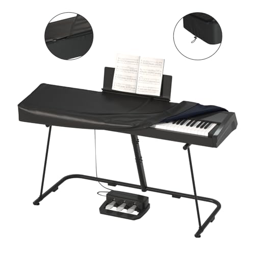 BENVOL 61/88 Keys Piano Cover - Waterproof Dustproof Keyboard Protector with Music Stand Zipper, Adjustable Drawstring, Soft Spandex Fabric for Yamaha, Casio 61/88-Key Digital Pianos (88keys-black) - color: 88keys-black