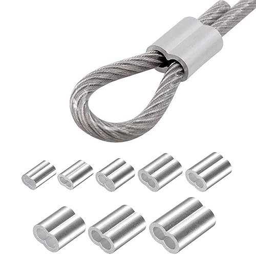 150 Pcs Aluminum Crimping Loop Sleeve 1/8",Cable Crimp Ferrules for Wire Rope and Cable (1/8''(3mm)-150pcs) - style: 1/8''(3mm)-150pcs