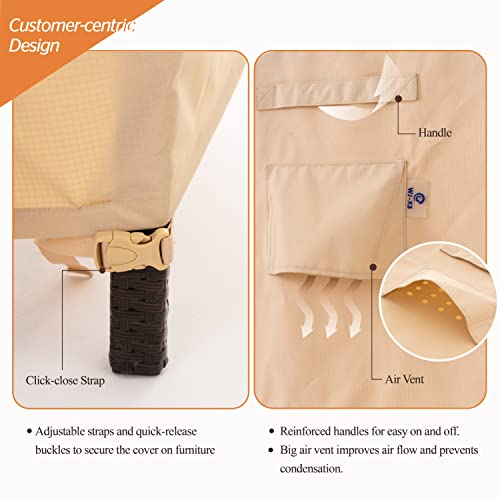 WJ-X3 Patio Chair Cover Waterproof, 33W x 35D x 36H, Beige, 2-Pack | Outdoor Lounge Cover, Heavy Duty, Lawn Patio, Mid-Cinch Fit, Secure Buckles, Cleaner Patio Look - color: Beige, size: 33W x 35D x 36H, 2-Pack, Lounge Chair