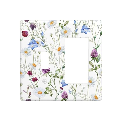 Floral Boho Multicolor Flower Plant Leaves Outlet Covers 1 Toggle 1 Rocker Combination Decorative Wall Plate Electrical Switch Plates Light Switch Cover Plate for Bedroom Living Room Decor - color: Floral Boho Multicolor Flower Plant Leaves, size: 1 Toggl
