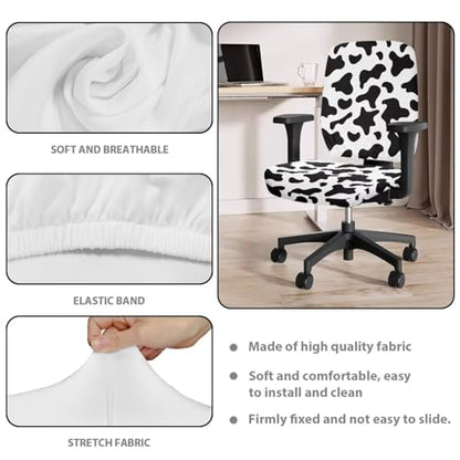 Cow Print Office Chair Covers Stretchable Office Chair Seat Cover 2 Piece Washable Gaming Chair Cover Universal Fit Most Wheelchairs,Computer Chairs,Gaming Chairs - color: Cow Print