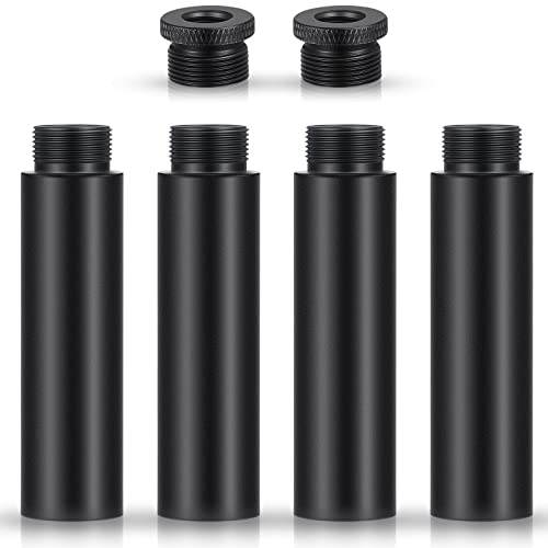 Weewooday 4 Pieces Mic Stand Extension Tube 5/8 Inch Microphone Extension Pipe Aluminium Alloy Stand Extenders Screw Boom Tubes with 2 Metal Adapters(Black) - color: Black