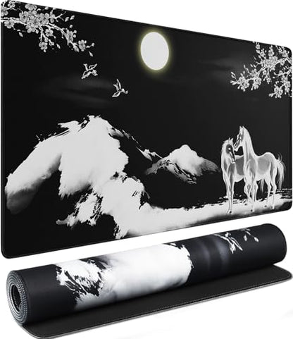 Large Mouse Pad, Waterproof Extra Large Mousepad with Stitched Edges, 31.5" x 15.7" Non-Slip Rubber Base Office Big Long Keyboard Pad for Office Gamer Home XXL, (Horse) - color: Horse