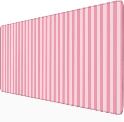 Pink Striped Desk Mat Cute Pastel XXL Large Gaming Mouse Pad Desk Pad Kawaii Cozy Aesthetic Keyboard Laptop Computer Mat Home Office Decor for Women - color: A1- Classic Pink