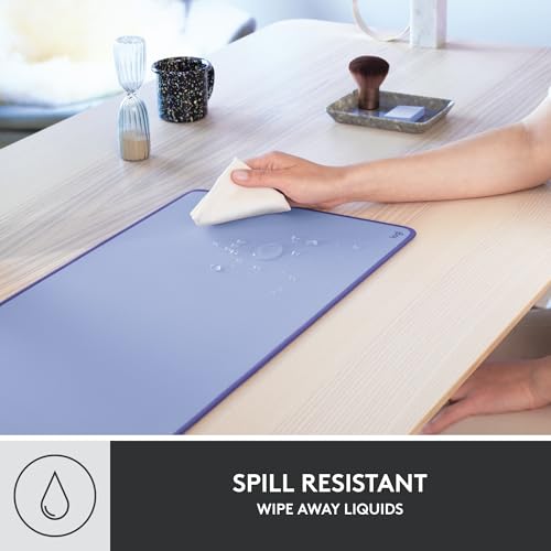 Logitech Desk Mat - Studio Series, Multifunctional Large Desk Pad, Extended Mouse Mat, Office Desk Protector with Anti-Slip Base, Spill-Resistant Durable Design, in Lilac - color: Lilac