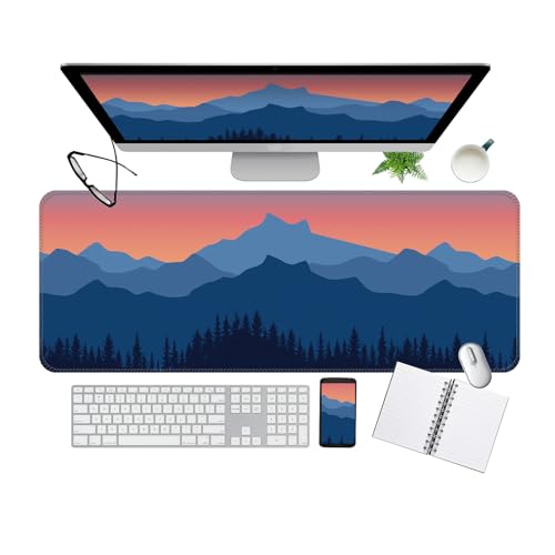 Large Gaming Mouse Pad, Full Keyboard Mat, Long Laptop Mousepad, Computer Mouse Mat for Home and Office, Anti-Slip Rubber Base, 31.5 x 11.5 Inches (Purple Mountain) - color: Purple Mountain