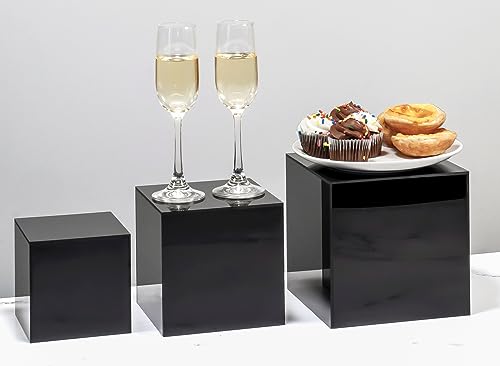 Red Co. Set of 3 Glossy Black Acrylic Cube Display Nesting Riser Stands with Hollow Bottoms - 2-Pack - color: Black, size: 4",5",6" - 2 Pack