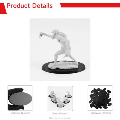 SIXPOINTS 32 Pieces Acrylic Miniature Bases,2.95x1.65 inch Model Bases 4mm/0.16inch Thick Circular Figure Display Stands Compatible with Gaming Miniatures or Wargames Role Playing Board Game Figure Toy - color: 32PCS-75X42mm-black elliptic