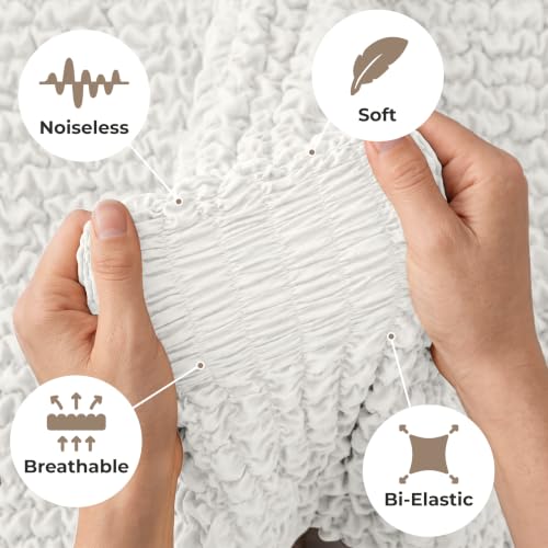 Premium Stretch Couch Covers for Sofa - Sofa Chair Cover Washable, Dogs & Pets Friendly - Elastic Polyester Loveseat Slipcovers - Non-Slip Love Seat Couch Covers - Crisp White (64"-85" Wide) - color: Crisp White, size: 64"-85" Wide