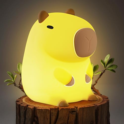 Capybara Night Light for Kids, Cute Capybara Lamp Silicone Baby Nursery Night Lamp, Dimmable Squishy Touch Bedside Lamps, Adorable Rechargeable Animal Lamps Gifts Kawaii Room Decor for Kids Girls Boys - color: Capybara