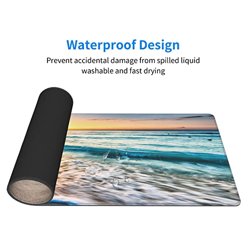 Large Mouse Pad Gaming Mousepad XL Sunrise Beach Wave Desk Mat Mouse Pad Long 31.5x11.8 in Extended Big Mousepad Waterproof Desk Pad with Non-Slip Base and Stitched Edges Computer Keyboard Mat - color: Sunrise Beach Wave
