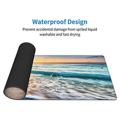 Large Mouse Pad Gaming Mousepad XL Sunrise Beach Wave Desk Mat Mouse Pad Long 31.5x11.8 in Extended Big Mousepad Waterproof Desk Pad with Non-Slip Base and Stitched Edges Computer Keyboard Mat - color: Sunrise Beach Wave