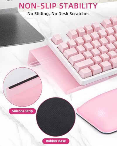 Keyboard Stand with Wrist Rest - Comfortable Wrist Pad for Easy Typing, Keyboard Tray for Office, Home, School (Fits Most Standard Keyboards) (Pink) - size: Pink