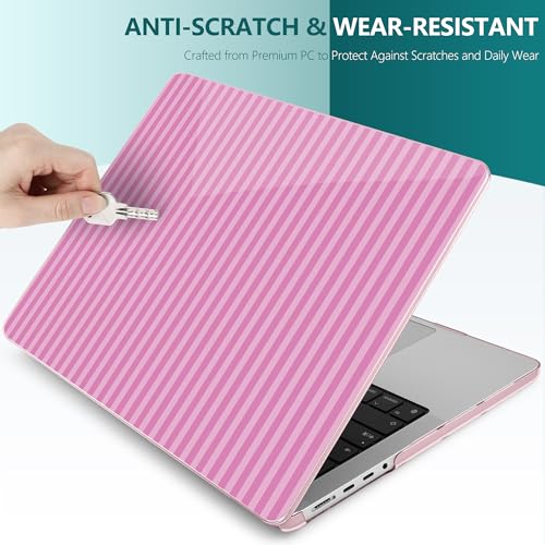 DONGKE Compatible with MacBook Pro 16 Inch Case (2026-2021 Release, M5 M4 M3 M2 M1 Pro/Max Chip), Plastic Hard Shell with Keyboard Cover & Screen Protector for MacBook Pro 16", Pink Stripes - color: Pink Stripes