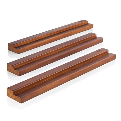 Vinyl Record Wall Mount - 3 Elegant Display Ledges Made from Solid Wood - These Vinyl Record Shelf Will Hold Records of Any Size (Brown) - color: Wood (Brown)